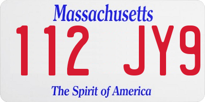 MA license plate 112JY9