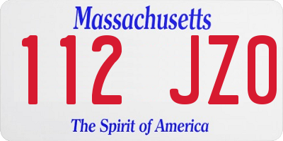 MA license plate 112JZ0