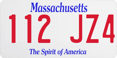 MA license plate 112JZ4