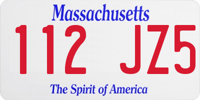MA license plate 112JZ5