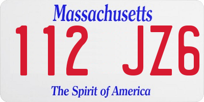 MA license plate 112JZ6