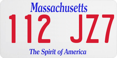 MA license plate 112JZ7