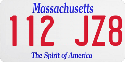 MA license plate 112JZ8