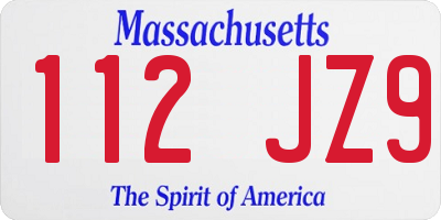 MA license plate 112JZ9