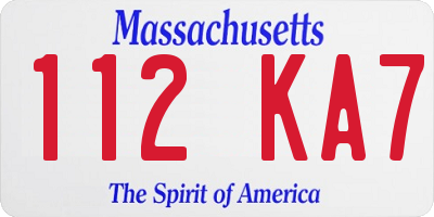 MA license plate 112KA7