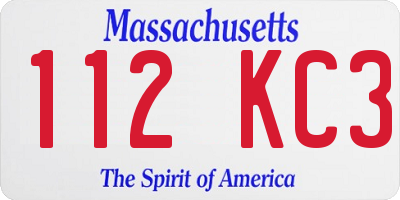 MA license plate 112KC3