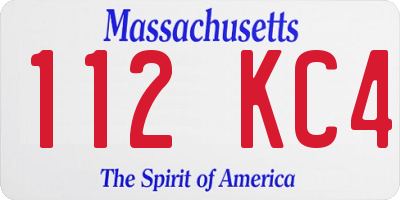 MA license plate 112KC4