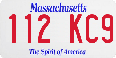 MA license plate 112KC9
