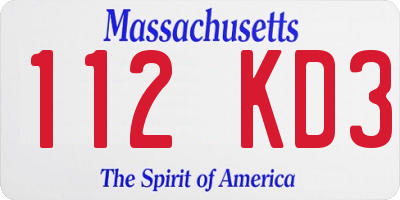 MA license plate 112KD3