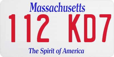 MA license plate 112KD7