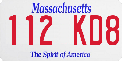 MA license plate 112KD8