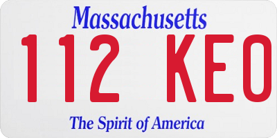 MA license plate 112KE0