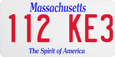 MA license plate 112KE3