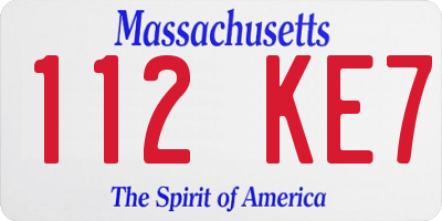 MA license plate 112KE7
