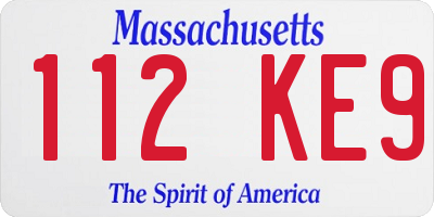 MA license plate 112KE9