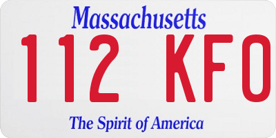 MA license plate 112KF0