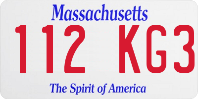MA license plate 112KG3