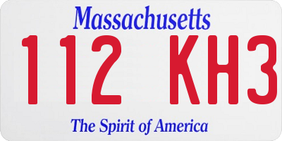 MA license plate 112KH3