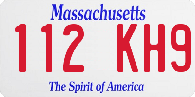 MA license plate 112KH9