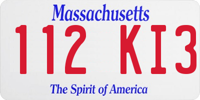 MA license plate 112KI3