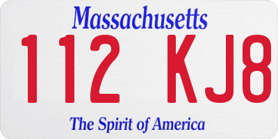 MA license plate 112KJ8