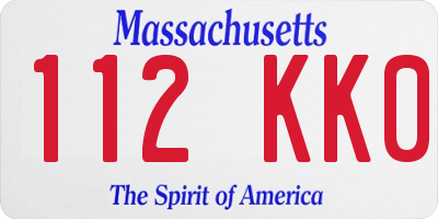 MA license plate 112KK0