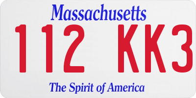 MA license plate 112KK3