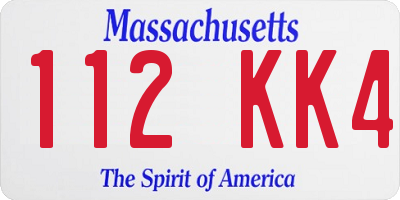 MA license plate 112KK4