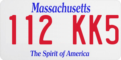 MA license plate 112KK5