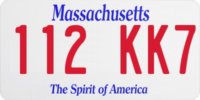 MA license plate 112KK7