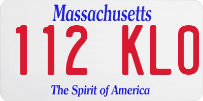 MA license plate 112KL0