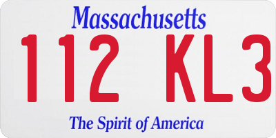 MA license plate 112KL3