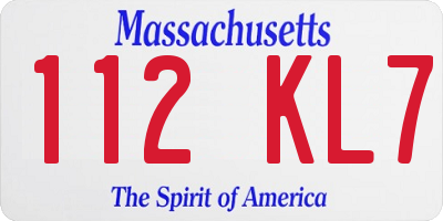 MA license plate 112KL7