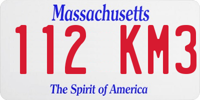 MA license plate 112KM3
