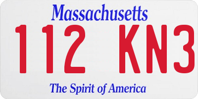MA license plate 112KN3