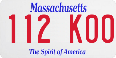 MA license plate 112KO0