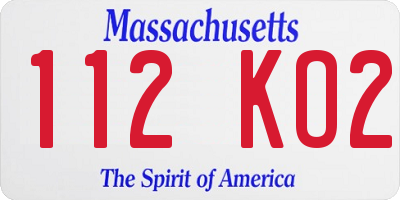 MA license plate 112KO2