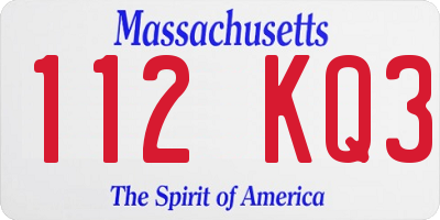 MA license plate 112KQ3