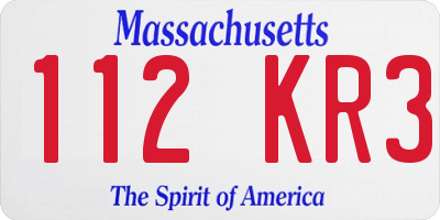 MA license plate 112KR3