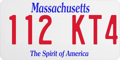 MA license plate 112KT4