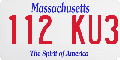 MA license plate 112KU3