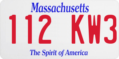 MA license plate 112KW3