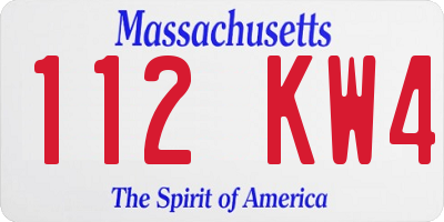 MA license plate 112KW4