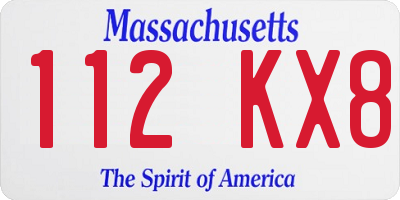 MA license plate 112KX8