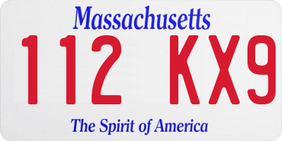 MA license plate 112KX9