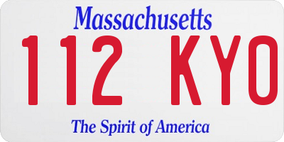 MA license plate 112KY0
