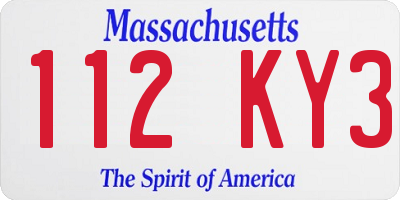 MA license plate 112KY3