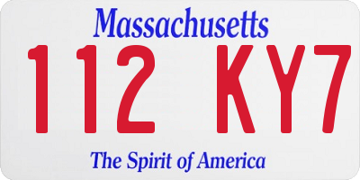 MA license plate 112KY7