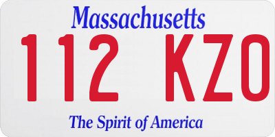 MA license plate 112KZ0