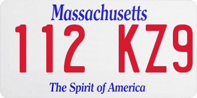 MA license plate 112KZ9
